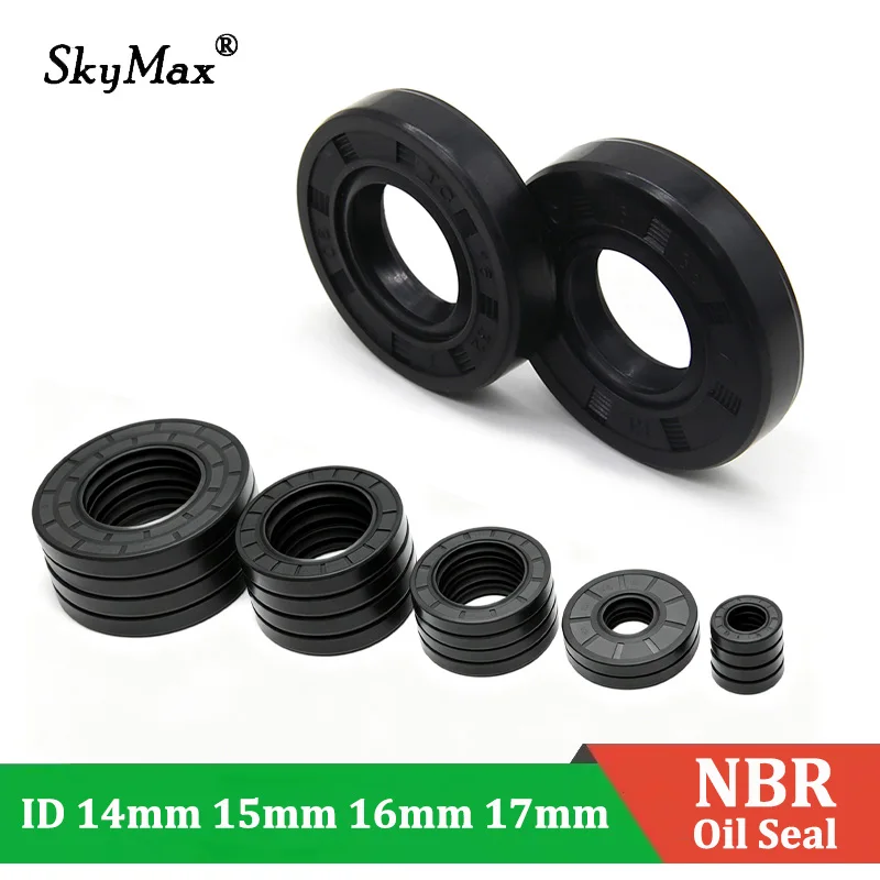 ID 14/15/16/17mm OD 20mm - 47mm THK 4/5/6/7/8/10mm TC NBR Oil Seal Nitrile Rubber Double Lip Oil Resistant Rotating Shaft Gasket