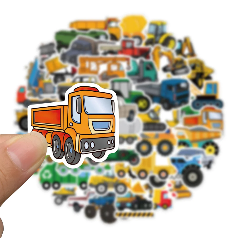 10/30/50PCS Cartoon Construction Car Cute Stickers Graffiti Toy Bags Laptop Ipad Cup Notebook Car Decorative Stickers Wholesale