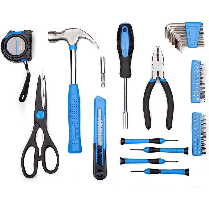 BIESUO 39-piece Household Multi-functional Blue Hardware Tool Set Auto Repair Tool Set Household Hardware
