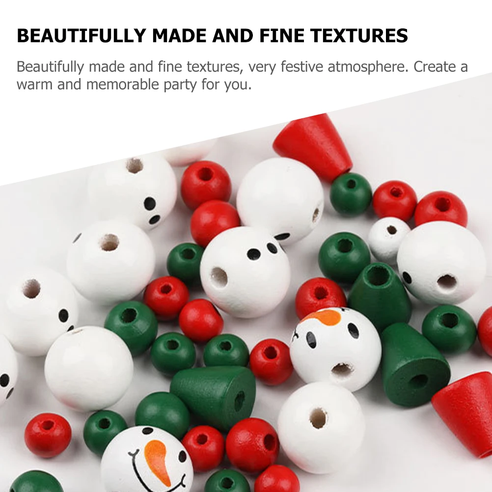 

Christmas Wooden Bead Set Snowman DIY Jewelry Xmas Tree Decor Craft Supplies Beautiful Fine Festive Party