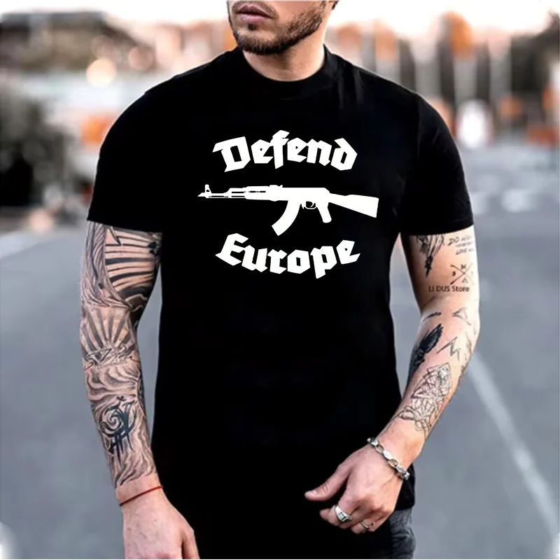 Defend Europe T shirt Immigrant Islam Custom Design Print Tee shirt For Men Women Cotton New Cool Tee Big Tall Size 5XL