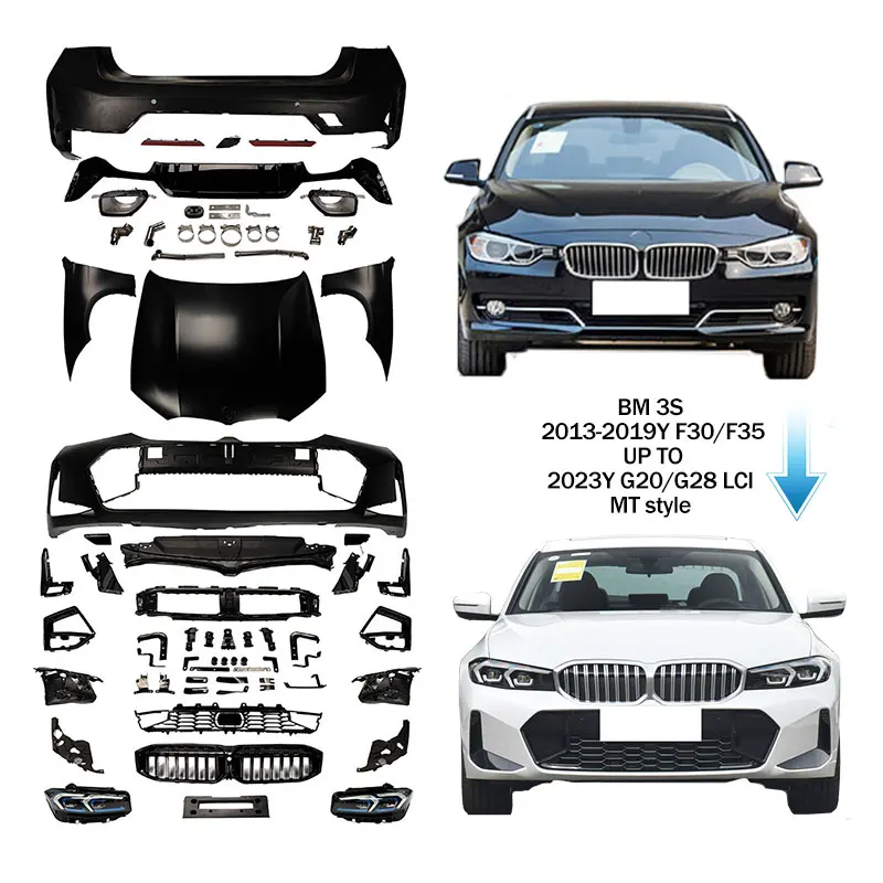 For New Eurocarparts BM 3S 2013-2019 F30/F35/F80 G20/G28 LCI MT Style Bolt-On Universal Fitment Bumper Park Assist Sensor Cutout