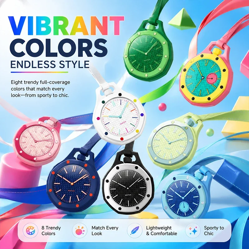 Dopamine Style Necklace Lanyard Watch for Girls, Cute Fashion Wrist Watch with NFC & AI Voice Assistant, 3ATM Waterproof, Ultra view 5