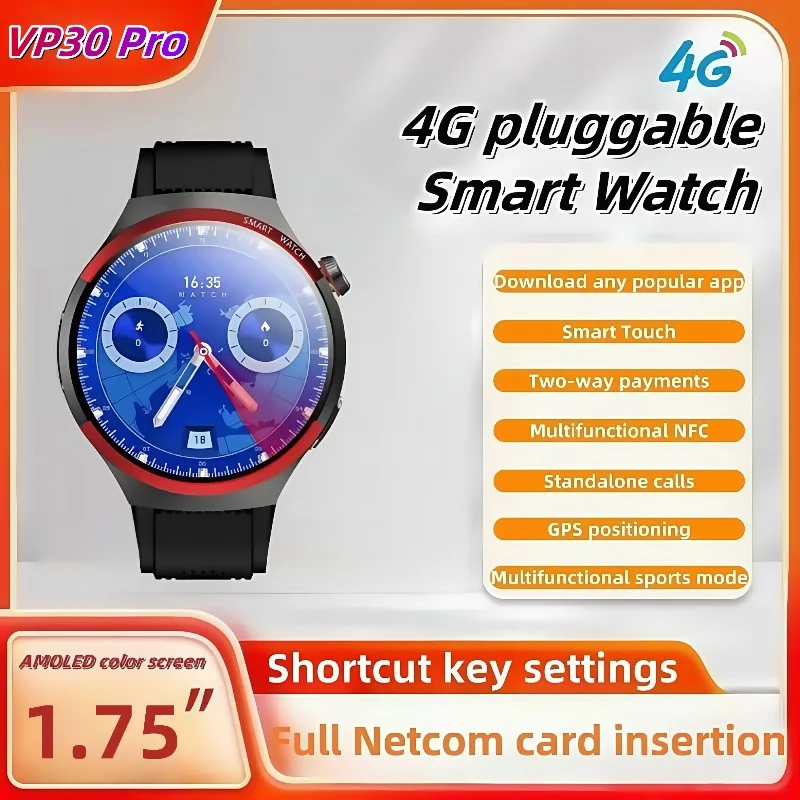 

VP30 Pro Smartwatch – 128GB Storage, 4G , Android 10, 1.5" AMOLED, 1100mAh, IP68 Waterproof