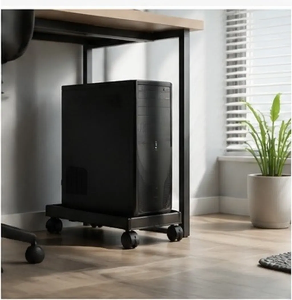 Mobile Computer Tower Stand with Smooth Burr-Free Surface Sturdy Floor Pc Holder for Carpet Hard Floor Gaming Desk Use