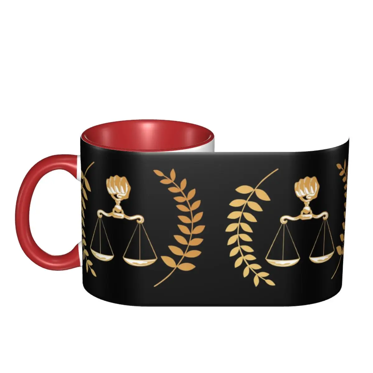 Tasses à café en céramique amusantes avec logo de la balance de la justice dorée, pour avocats, juristes, fêtes, mugs à thé, tasses à lait, cadeau