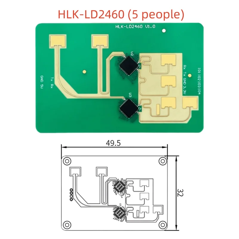 

HLK-LD2460 LD2450 24G модуль отслеживания радарного датчика миллиметровая волна многоцелевая локализация траектории умный дом ld2460