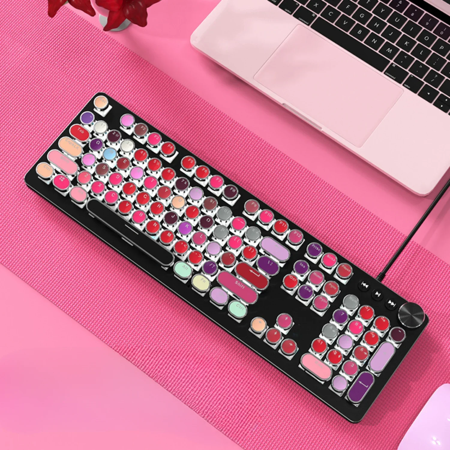 

Vintage Round Keycaps 104 Keys Lipstick Theme for 60/80/87/98/104/108 Mechanical Keyboards