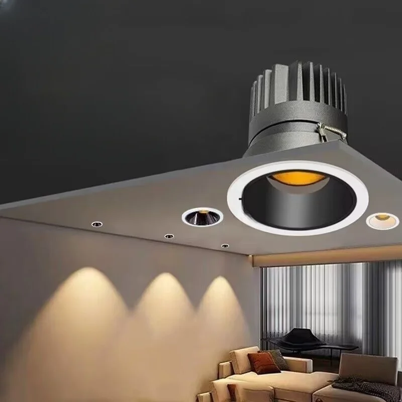 Dimmable Anti-glare Recessed Round Ceiling Spot led Downlight Lamp 7W10W12W15W20W24W 85-265V For Home Lighting