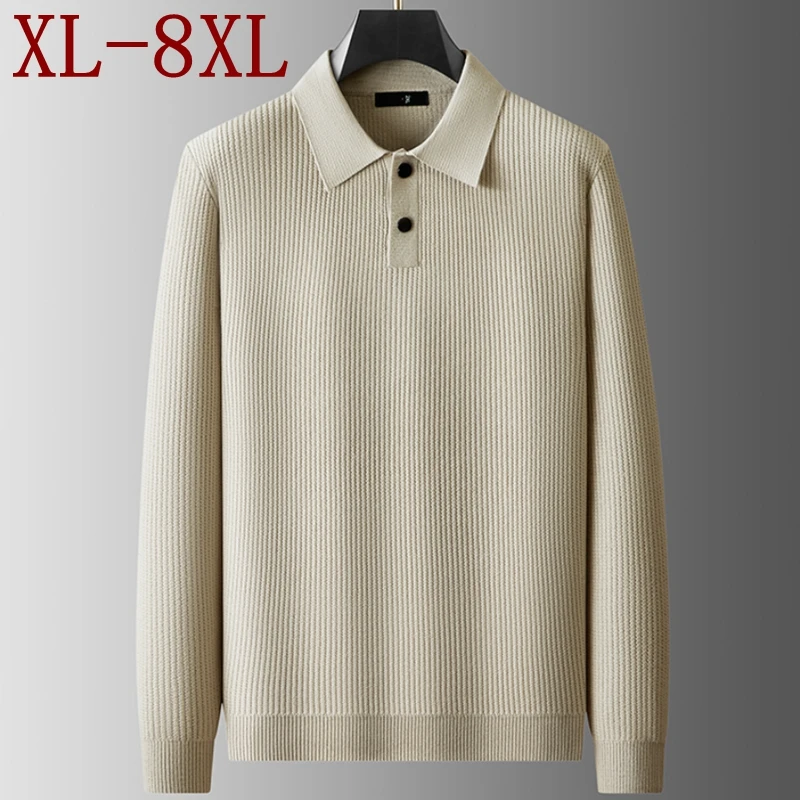 

8XL 7XL 6XL 2025 Новая осенне-зимняя одежда высшего класса Роскошный толстый теплый свитер Мужской джемпер с лацканами Повседневные свободные пуловеры для мужчин