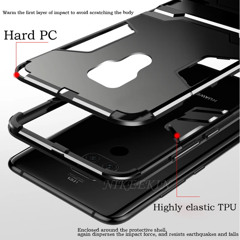 Luxury Armor Soft Bumper Case for Huawei Mate 30 Lite 10 Mate 20 Pro Shockproof Cover Nova 5T 5i Pro 5z 4e 3e 3i 2S 2i Kickstand