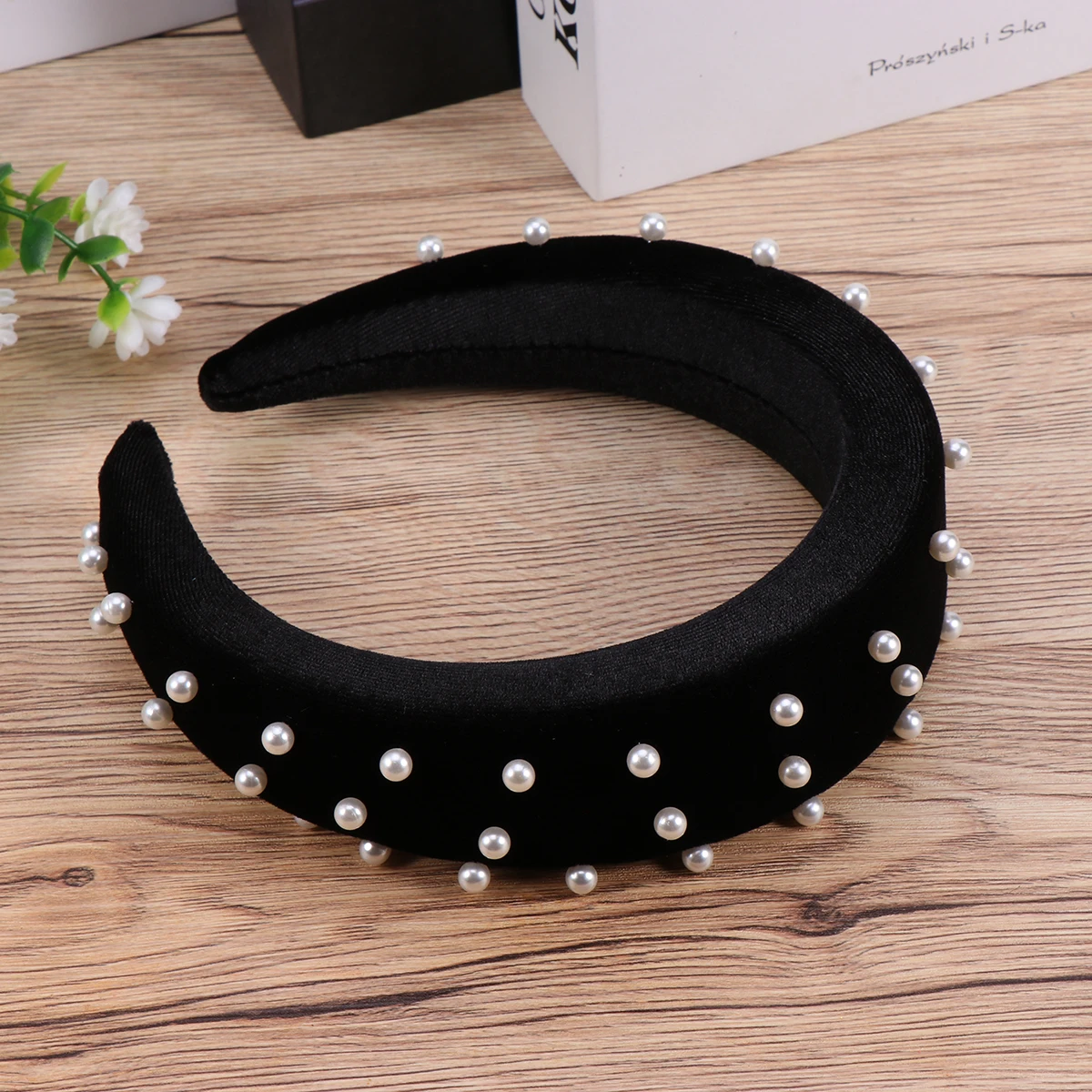 

Thickened Hairband Lint Pearl Decor Hoop Hairbands Jewelry Lady Hair Lint Accessories Durable Fabric Hair Tool