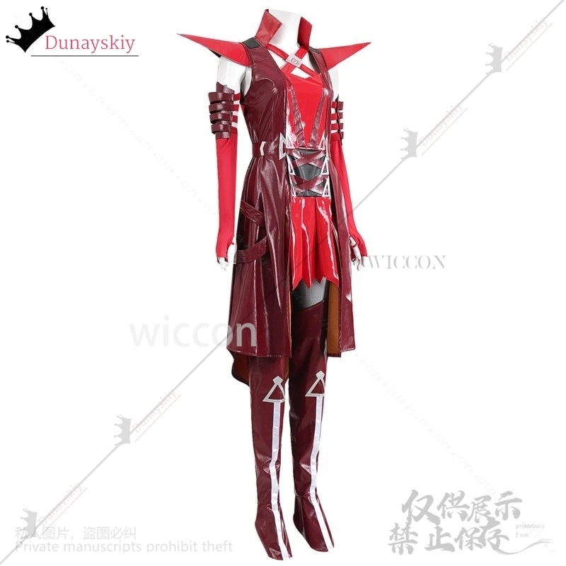 Game Rivals Cosplay Witch Anime Costume Sexy Red Pu Coat Party Dress Punk Uniform Y2K Jirai Kei Girls Wigs Halloween Customized
