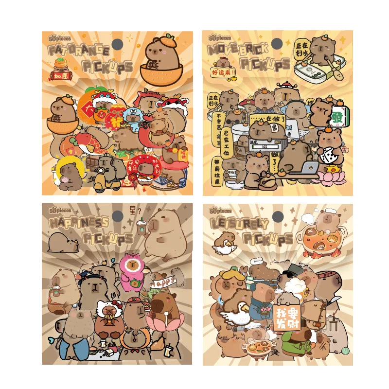 50Pcs/Set Guinea Pig Transparent Waterproof Card Holdert Sticker Pack Journal Diary Decoration Material Capybara Animal Stickers