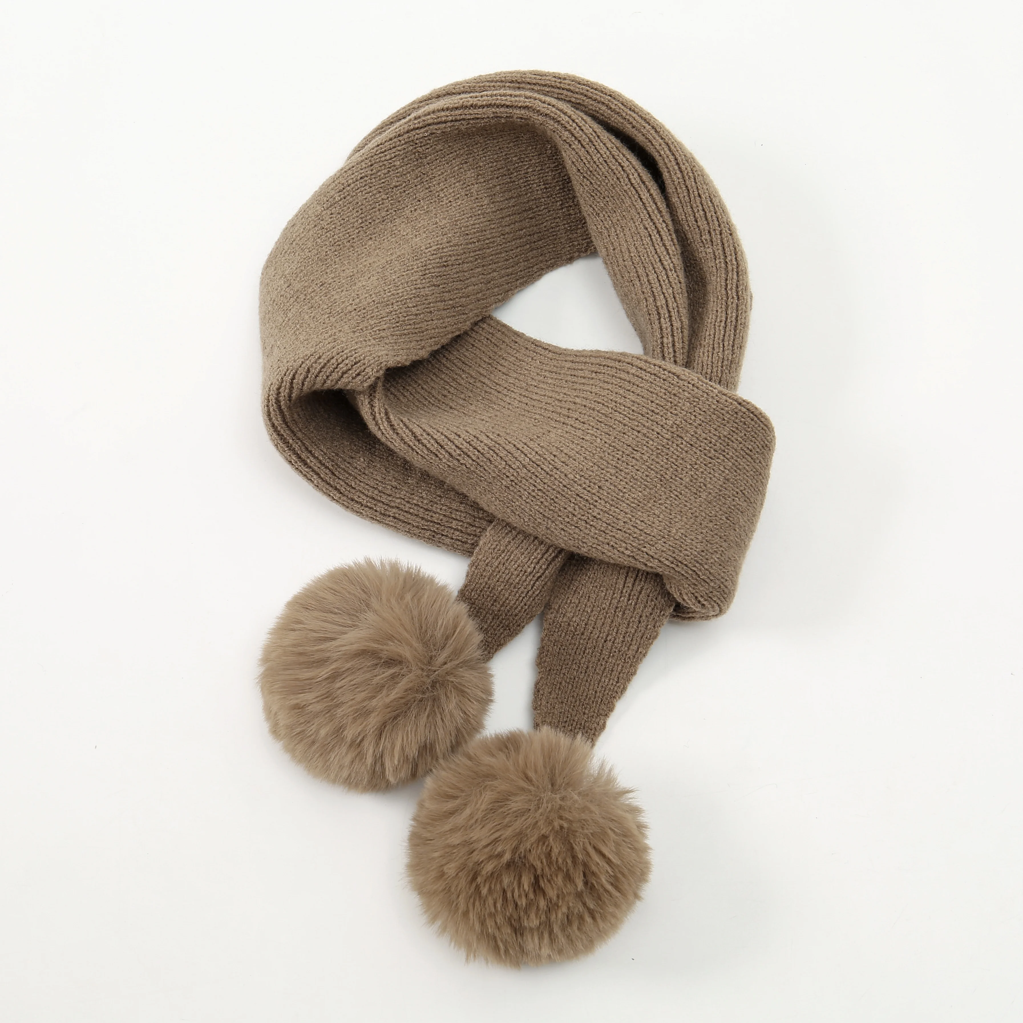 النساء الخريف والشتاء الصوف وشاح محبوك تنوعا ودافئة حماية الرقبة شال رقيق Pompom الأوشحة الخمار 86*36 سنتيمتر #1