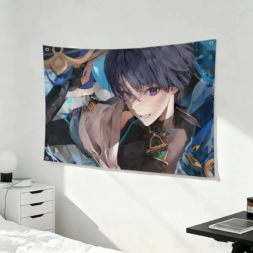 Popular Game Genshin Cool Wanderer  Flags Wall Hanging Tapestry Outdoor Garage Room Decorative flag Background Blanket