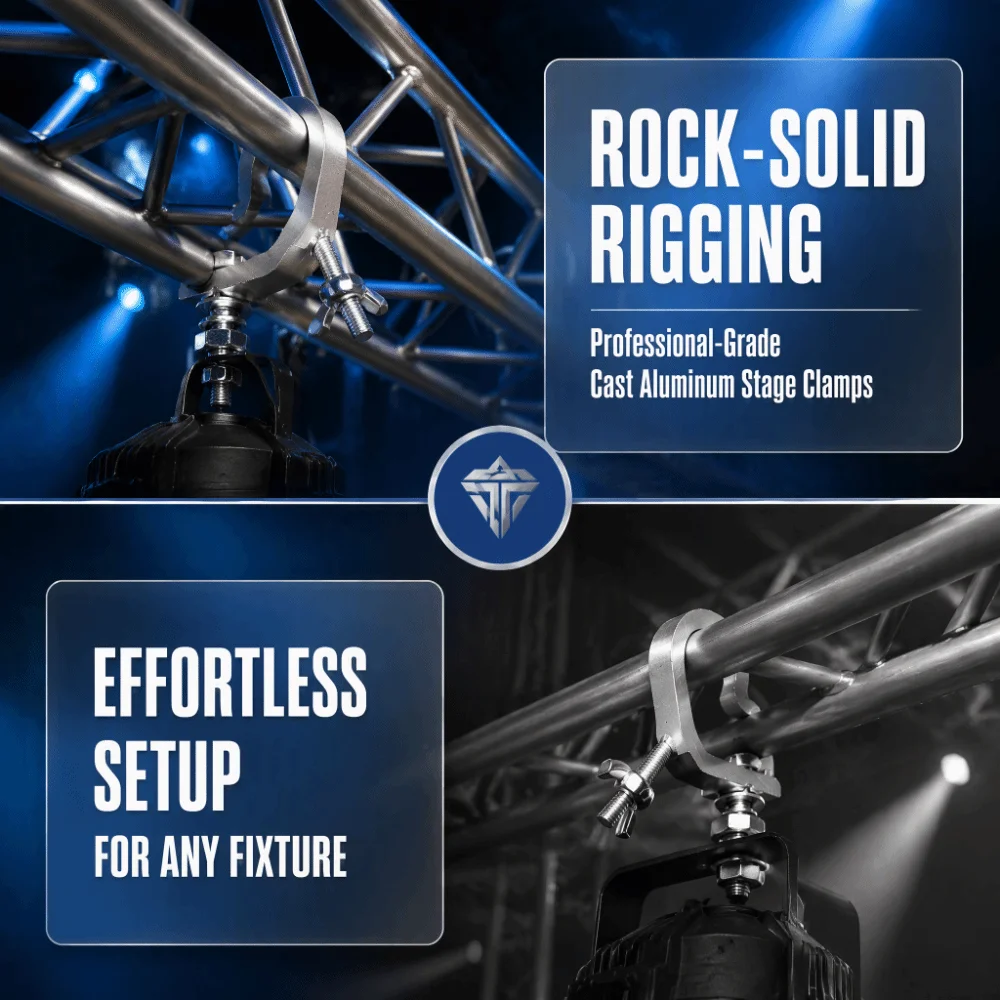 2pcs Hanging Device Stage Light Truss Clamps Wide Premium Stage Lighting Clamp Heavy Duty Clamp For Moving Head Light