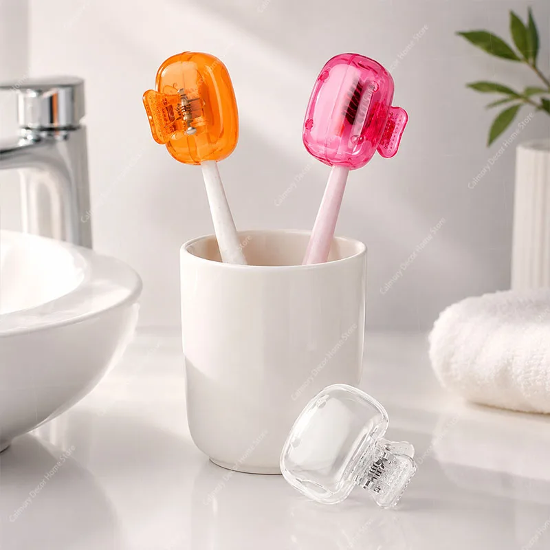 2PCS Protective Portable Plastic Clip Travel Toothbrush Head Covers Toothbrush Protector Cap Brush Pod Case For Household Travel