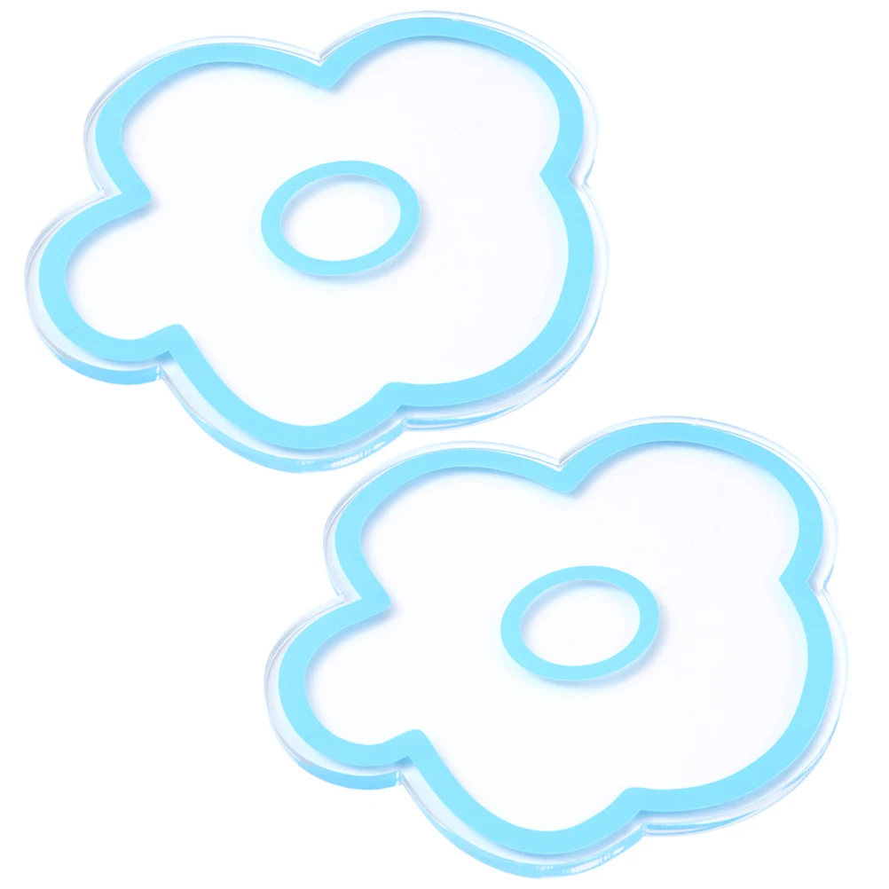 

2Pcs Flower Pad Blue Acrylic Cute Dining Table Clear Table Cute For Acrylic Coaster Drinks Coasters Kawaii Coasters Color