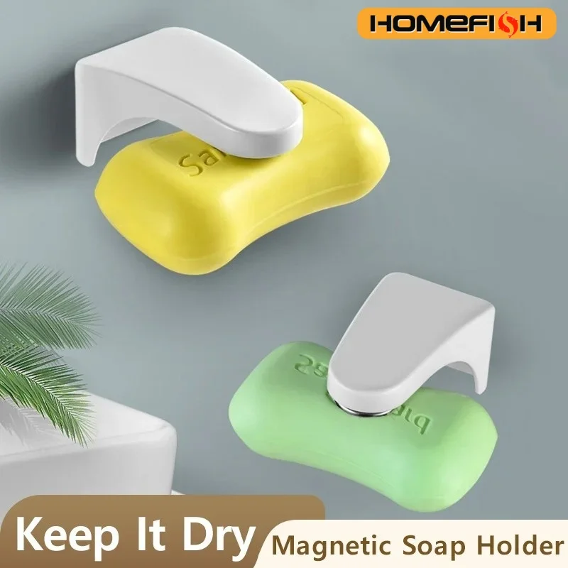 Suporte Magnético para Saboneteira, Caixa de Sabonete Sem Furo, Suporte de Sabonete com Drenagem, Saboneteira para Banheiro/Lavabo