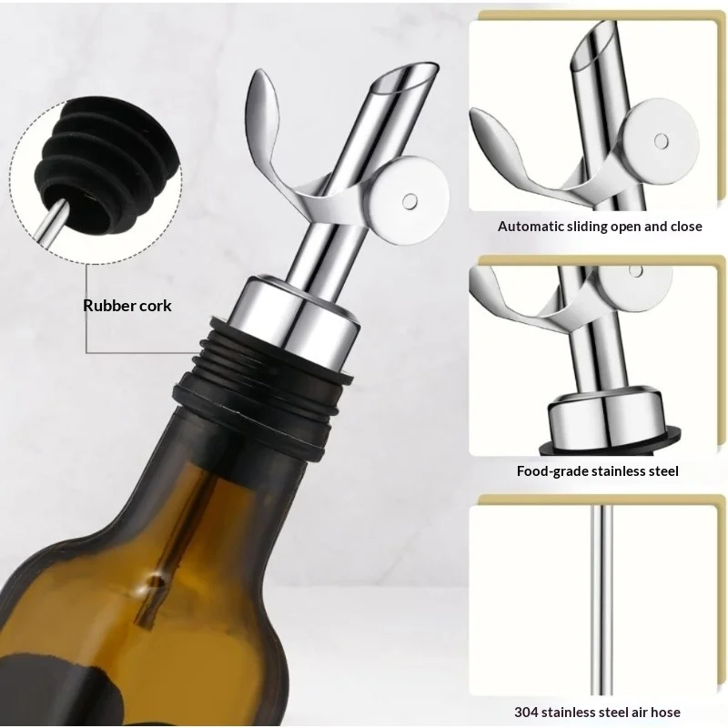 Hot Stainless Steel Wine Pour Nozzle, Weighted Automatic Opening, Automatic Cover Gravity Flip, Olive Oil Vinegar Bottle Stopper