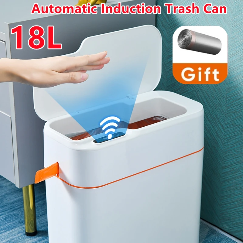 

Induction Trash Can Smart Sensor Garbage Bin Automatic Packing 18L Kitchen Bathroom Waterproof Large Privacy Trash Bin