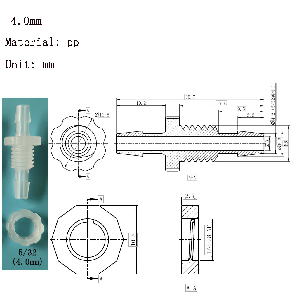 Adapter PP Plastic Air Valve Pipe Dispensing Subpackaging Trainer Barrel Fitting Silica Gel Tube Connector Pagoda Head