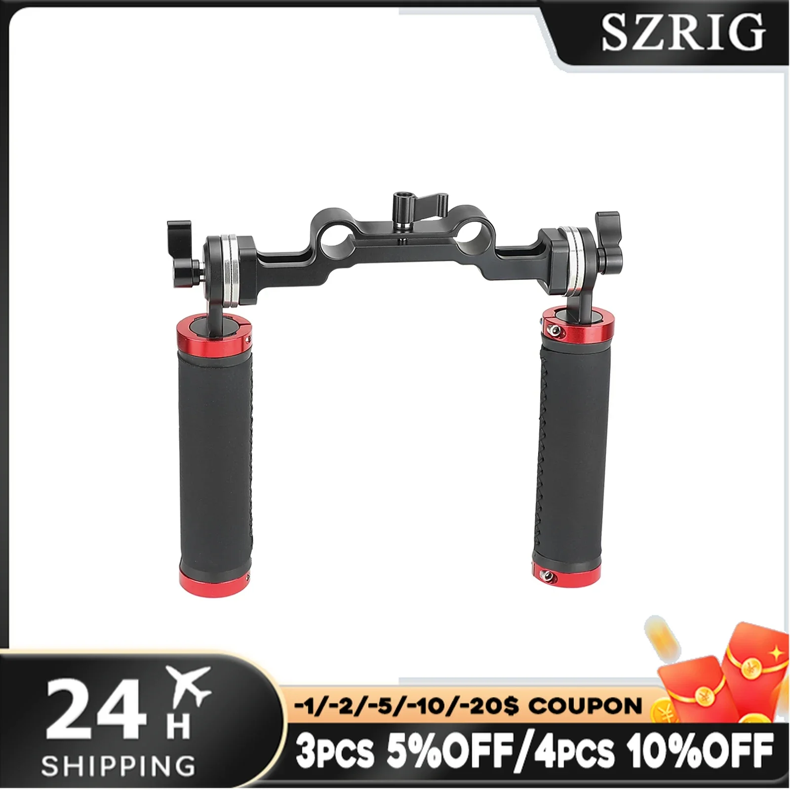 SZRIG ARRI Rosette Handgrips Aluminium Rubber Handheld Handle With Dual 15mm Railblock For DLSR Camera Shoulder Mount Rig