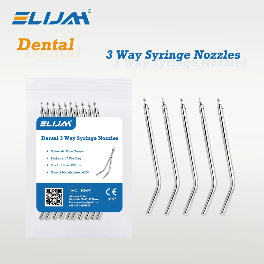 ELIJAH Dental 3 Way Syringe Tips Air Water Spray Triple Syringe For 3 Way Tube Stainless Steel Syringe Spray Nozzles Tips Gifts