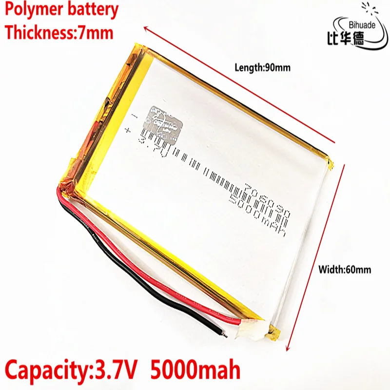 Dobra jakość litrowa bateria energetyczna 3.7 v li-ion 706090 5000mAh bateria do przenośnego tabletu poewr