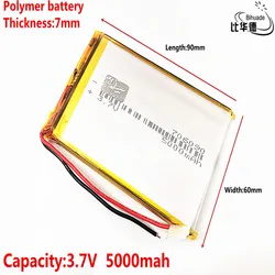 Dobra jakość litrowa bateria energetyczna 3.7 v li-ion 706090 5000mAh bateria do przenośnego tabletu poewr