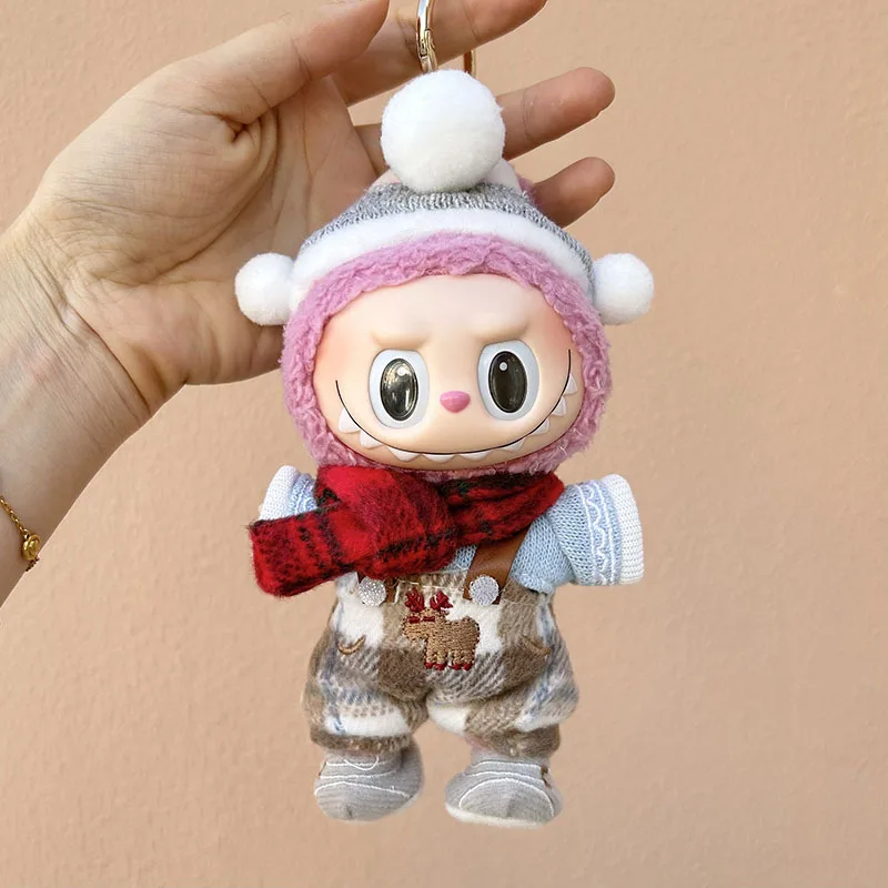 Ropa bonita para muñecas Labubu Idol, Kawaii, sin accesorios para muñecas, ropa Kpop Exo de Corea, Sudadera con capucha, ropa de felpa para muñecas, 17cm