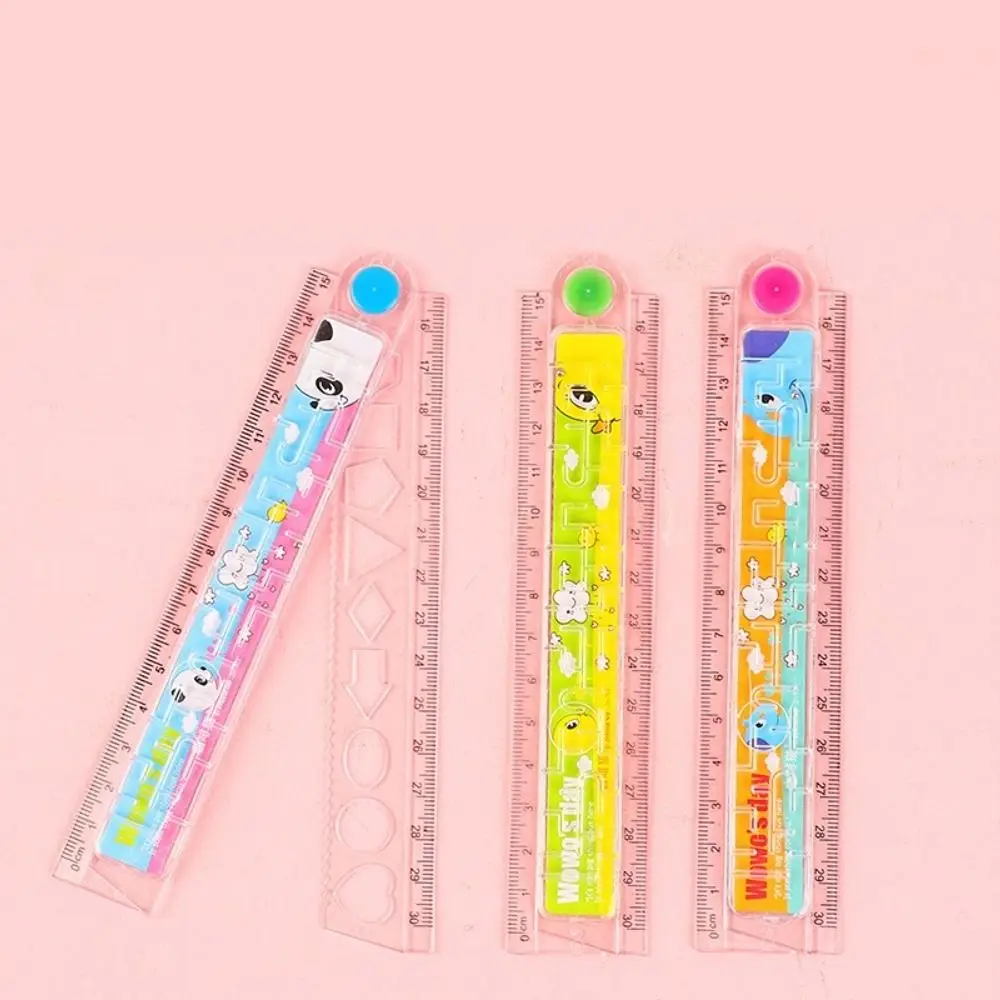 Hoạt Hình Đồ Dùng Học Tập Trong Suốt Sinh Viên Acrylic Đa Chức Năng Sáng Tạo Văn Phòng Phẩm Gấp Gọn Thước Dụng Cụ Vẽ