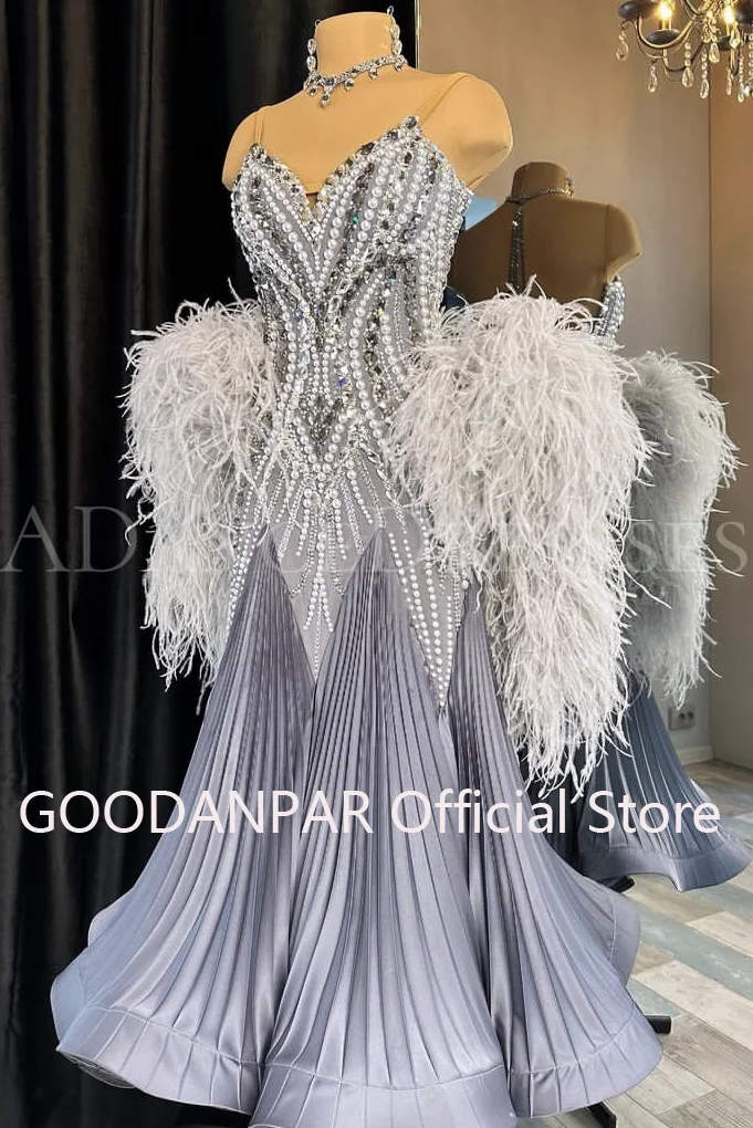 

Custom GOODANPARWomen swing tango waltz Smooth us 8 dance competition dress Modern Dancewear grey