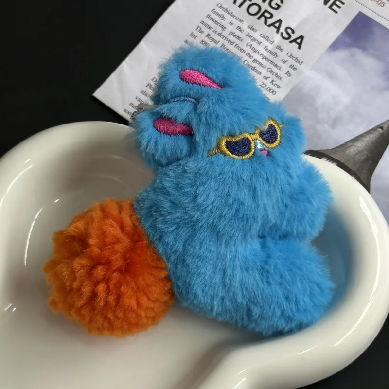 Neuer süßer Hasen-Schlüsselanhänger, Cartoon-Kreativ-Design mit Sonnenbrille, Plüsch-Hase, Schlüsselring, Taschenanhänger, Geldbörsen- und Rucksackanhänger, Geschenk – Detail 9