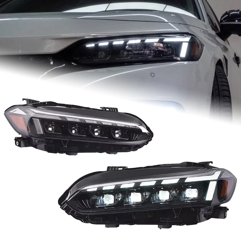 

Автомобильные фары AKD для Honda Civic, фары 2021-2022, светодиодные фары, линзы проектора, динамический сигнал, DRL, аксессуары для фар