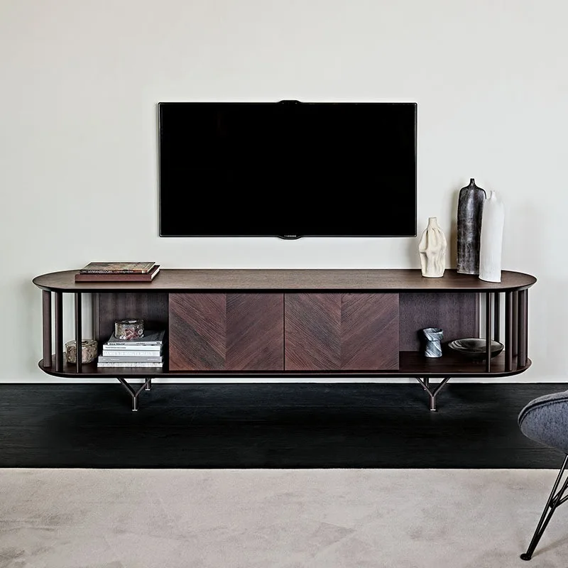 Light luxury designer solid wood TV cabinet, villa living room home locker