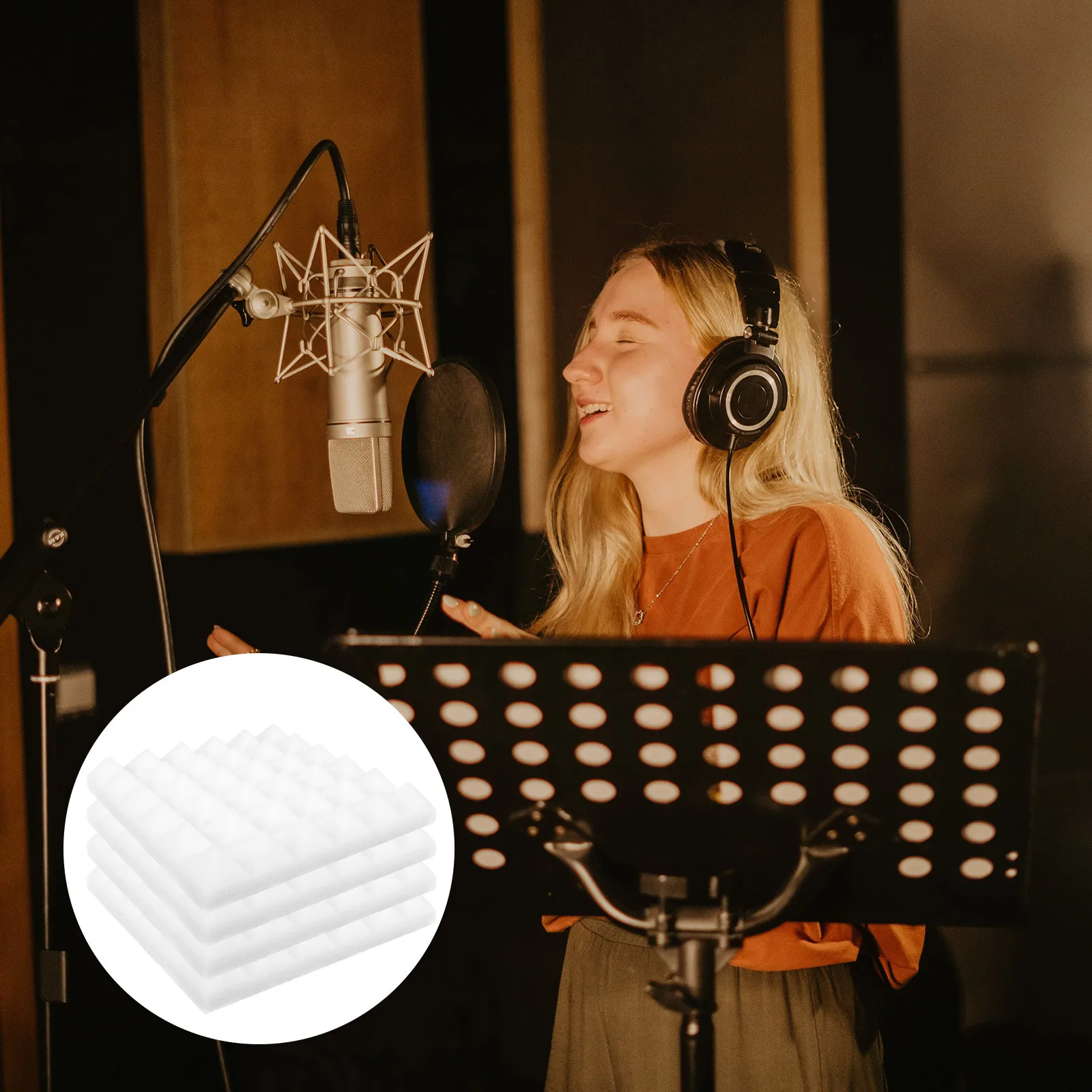 

4pcs Sound Absorbing Panels Acoustic Tiles For Soundproofing Recording Room Noise Reducing Insulation