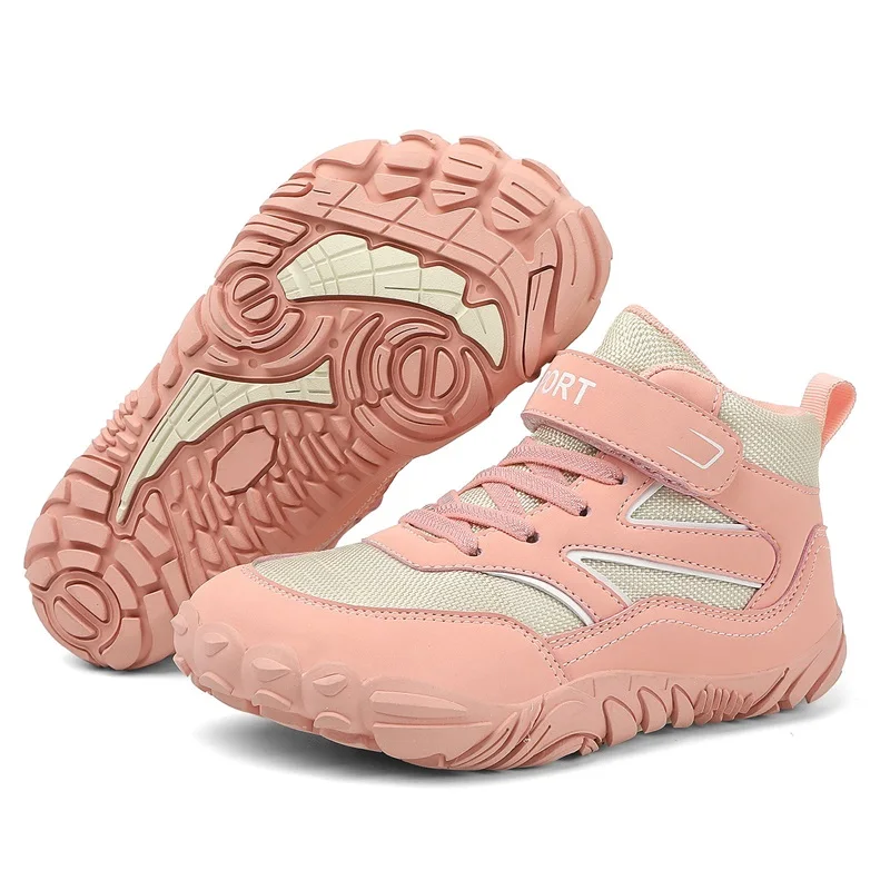 Breite Zehen Kinder Barfuß Stiefel Herbst Winter Wasserdichte Kinder Wanderschuhe Mädchen Jungen Rutschfeste Sportspaziergang Trekking Turnschuhe