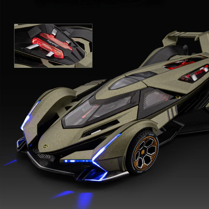 シミュレーション 1:24 ランボルギーニ V12 スポーツカーモデル サウンド＆ライト プルバック式 子供のおもちゃ 車両 ギフト コレクション ミニチュア車