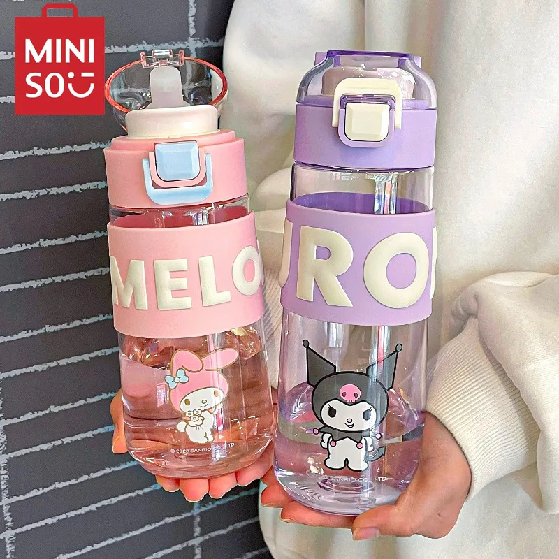 

MINISO 490ml Sanrio children straight cup kuromi Melody water cup portable capacity cartoon water cup for outdoor fitness