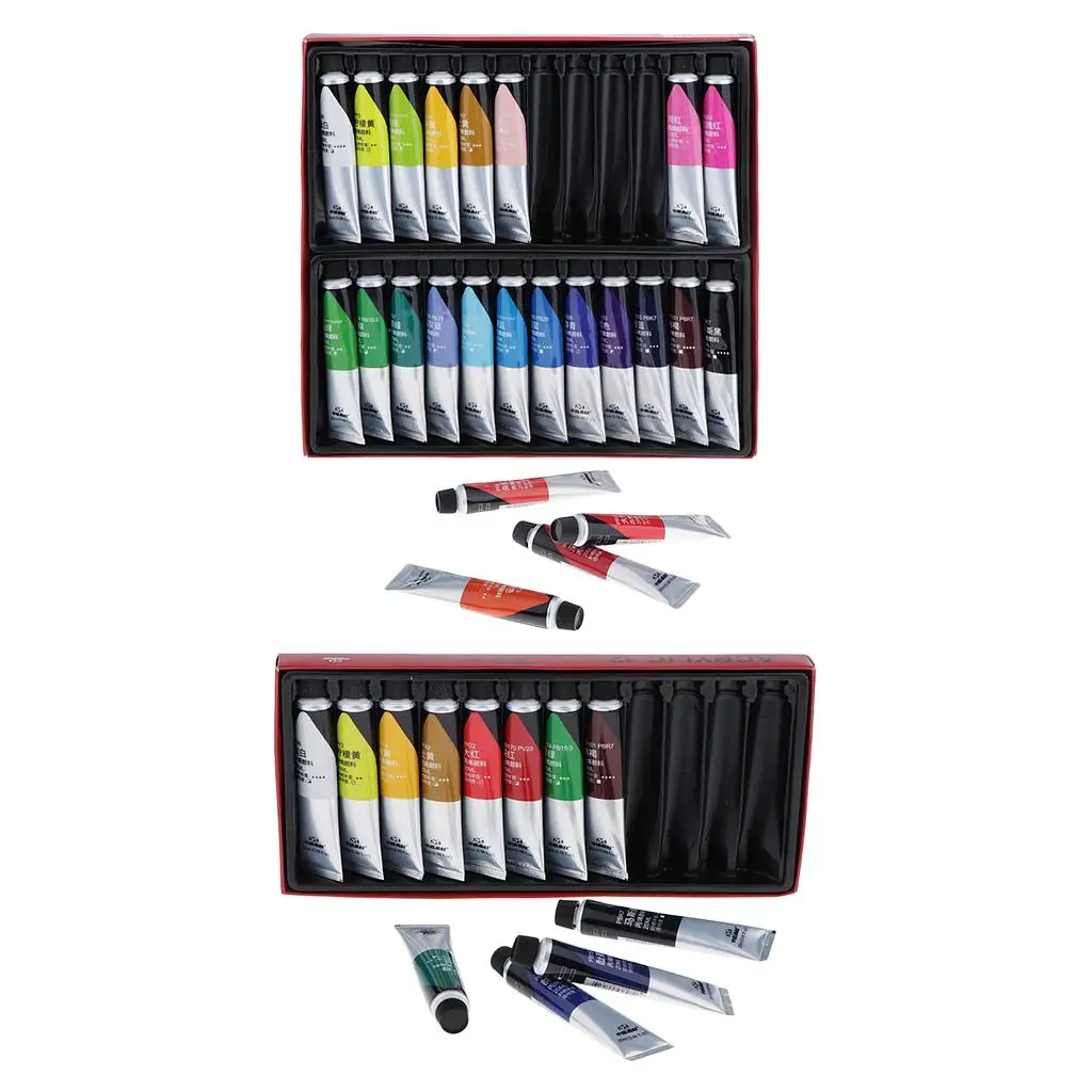 12/24Pcs WATERPROOF ARTIST PAINTING ACYLIC COLOR for CERAMIC