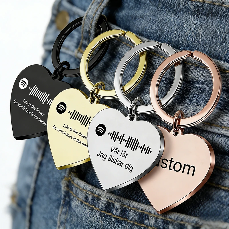 

Custom Spotify Code Text I Love My Girlfriend Valentine’s Day Keychain Scannable Song Logo Personalized Stainless Steel Keyring
