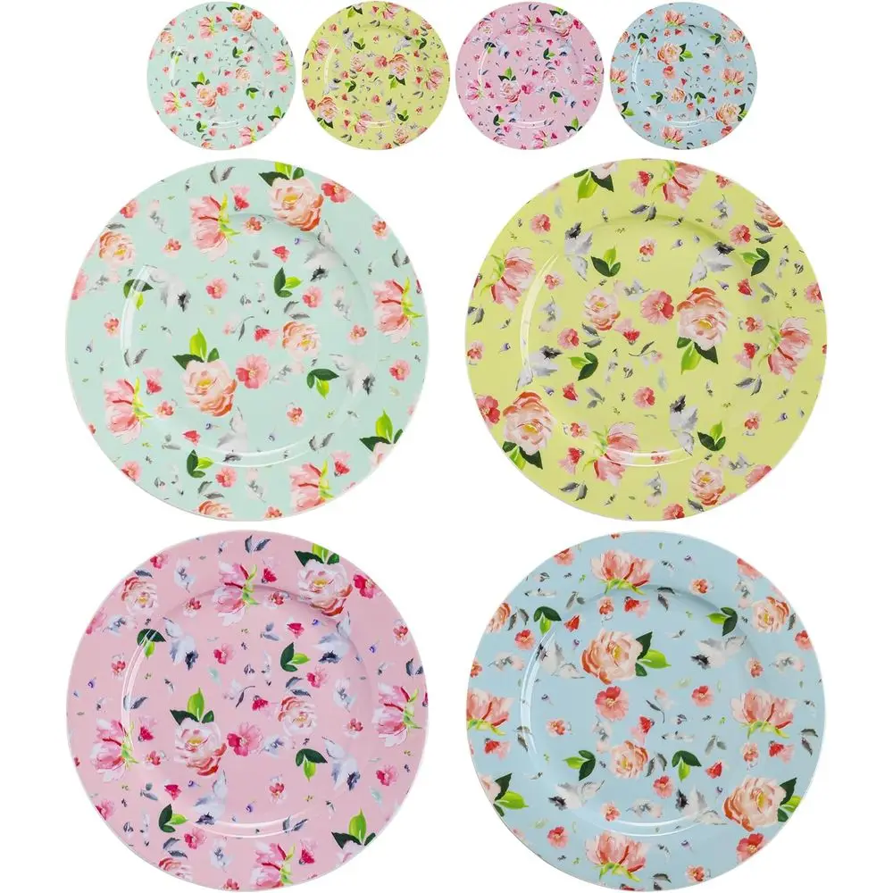 

8-Inch Porcelain Dessert Plates, Set of 8 - Floral tive Ceramic Plates for Appetizers, Salads, or Dinner, Colorful & Elegant Des