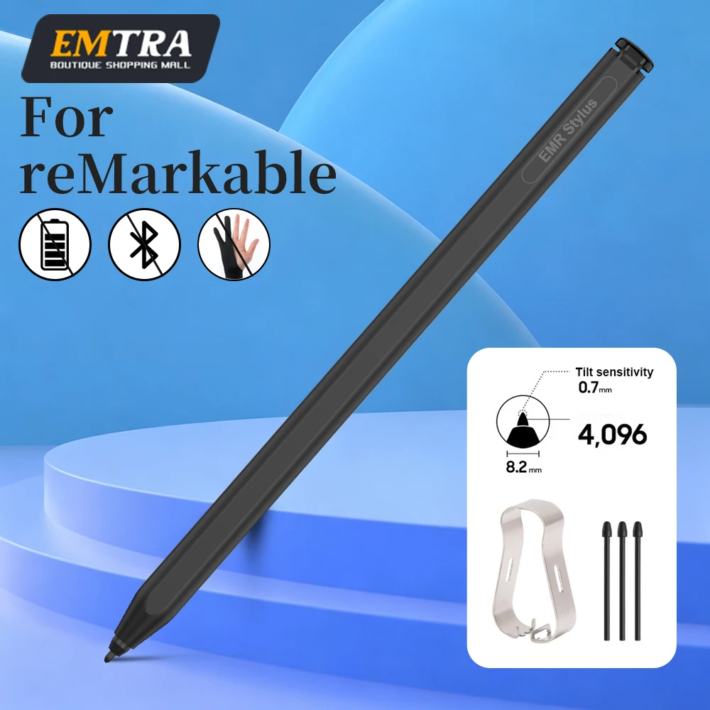 

Стилус EMR для reMarkable 2 с 4096 уровнями чувствительности к давлению, функцией распознавания наклона, защитой от случайных касаний ладонью и ластиком, аксессуары для планшетов reMarkable