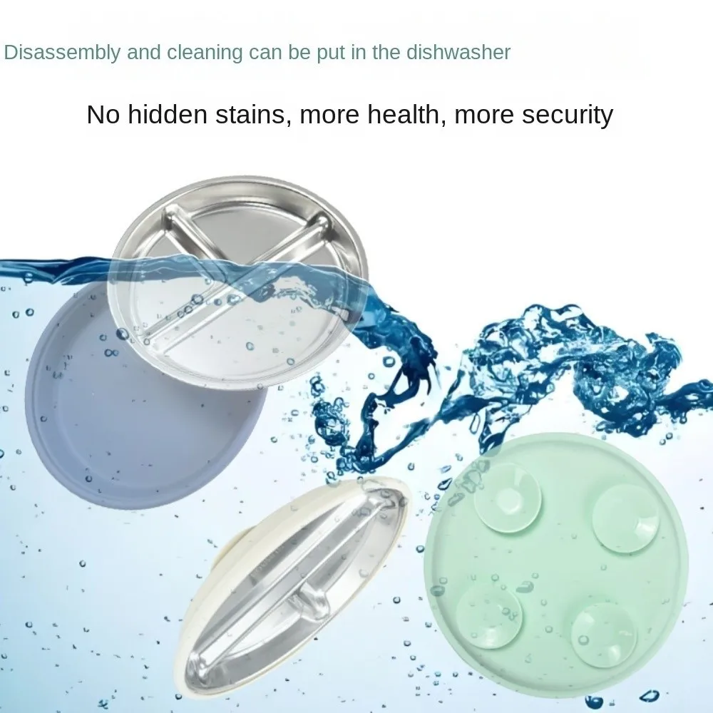 

Разделенный дизайн, тарелки на присоске, силиконовый корпус, нержавеющая сталь 304, детская посуда с 3 сетками, защита от падения, нескользящая