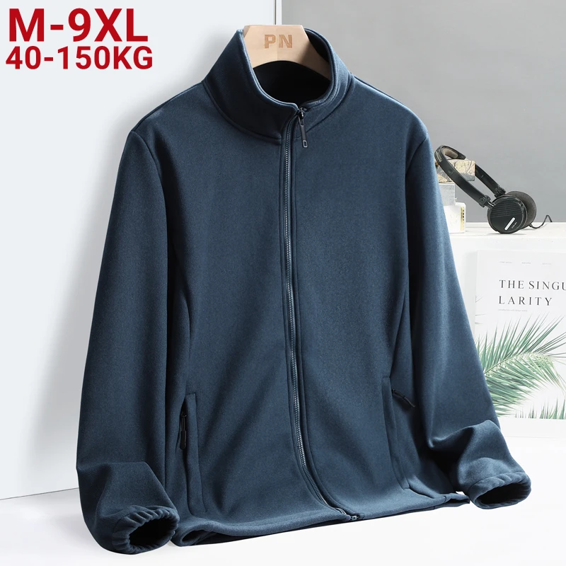 남성용 양털 재킷, 스탠드 칼라 소프트쉘 외투, 보온 코트, 남성 플러스 빅 사이즈, 6xl, 7xl, 8xl, 9xl, 봄, 가을, 신상 