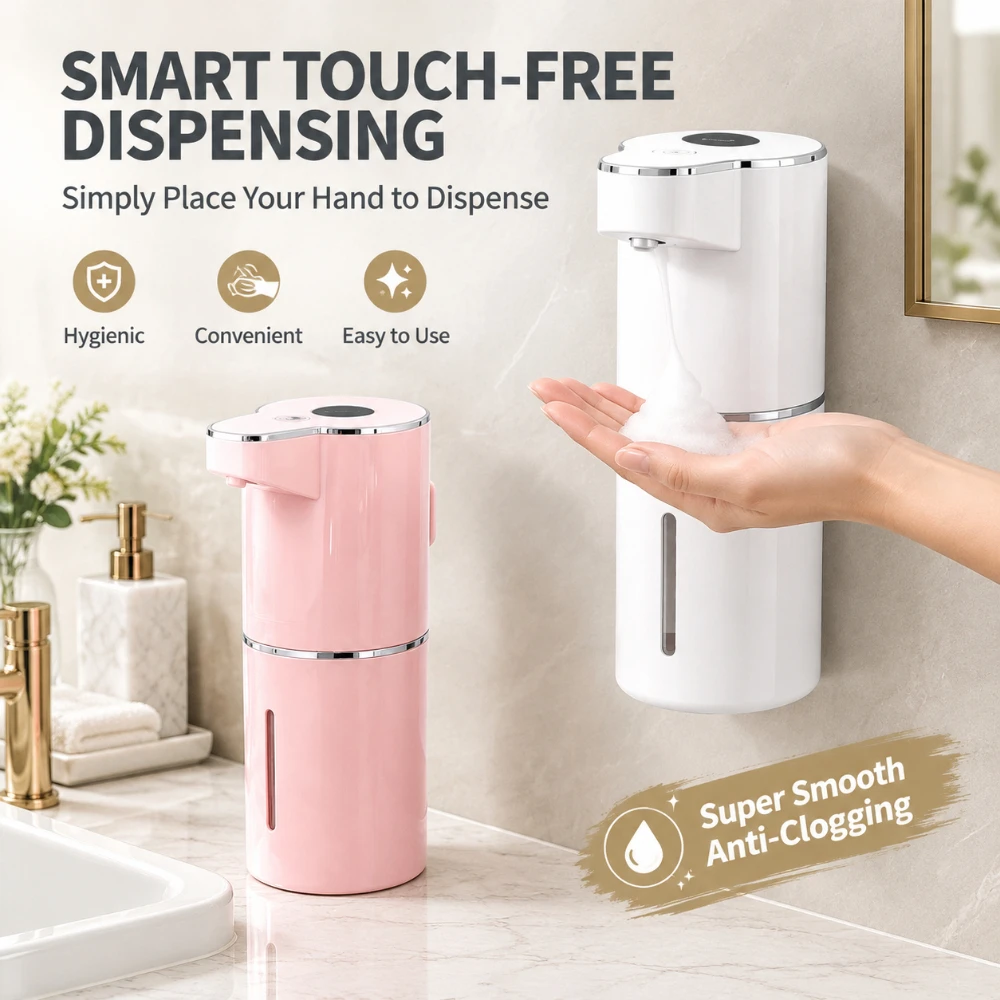 Anti-Clogging Foam Soap Dispenser Self-Cleaning Touchless Sensor 6-Level USB-C Rechargeable Digital Display Wall Mount & Desktop