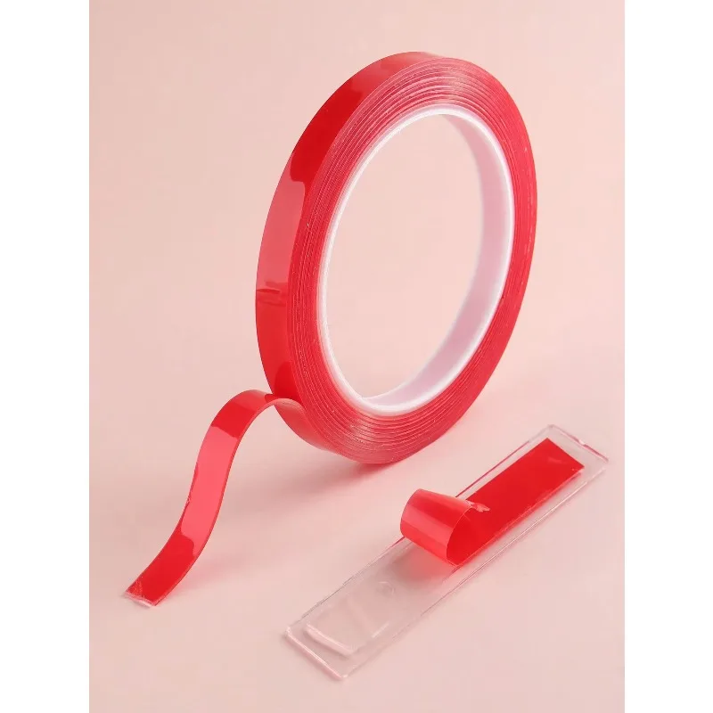 1 to 5 Rolls Double Sided Red Adhesive Nail Tape Strong Acrylic Glue Strip for Nail Tips Extension DIY Manicure Tools