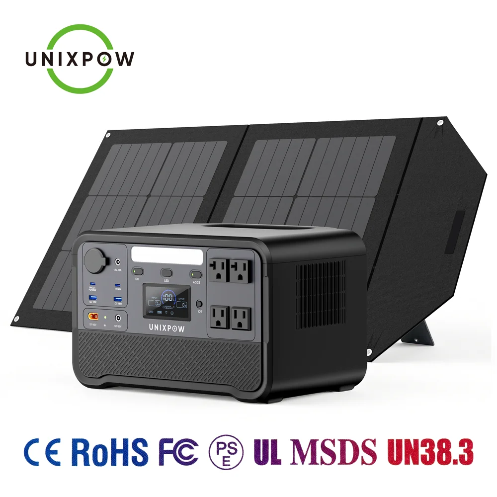 Portable Power Station with Solar Panels 1000W 1200W 960WH Large Capacity Solar Generator Home Emergency Wireless Charging MPPT